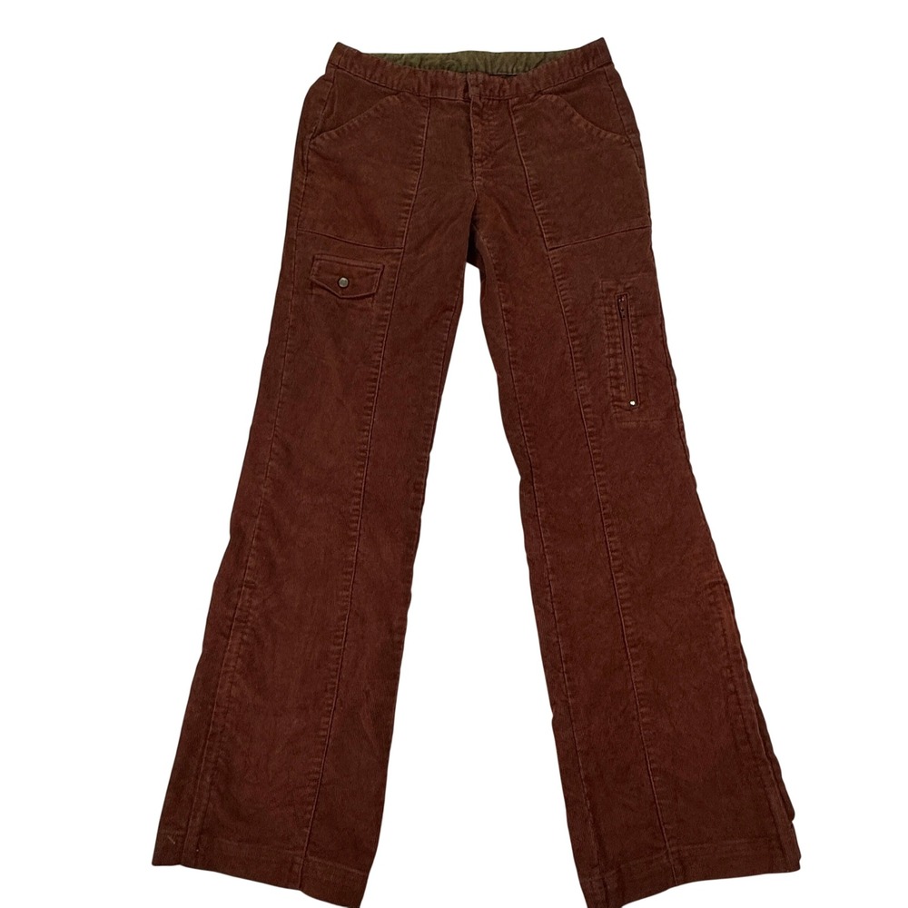Athleta Corduroy Cargo Pants‎ Women's Size 4 Rust Brown Bootcut Stretch Outdoor